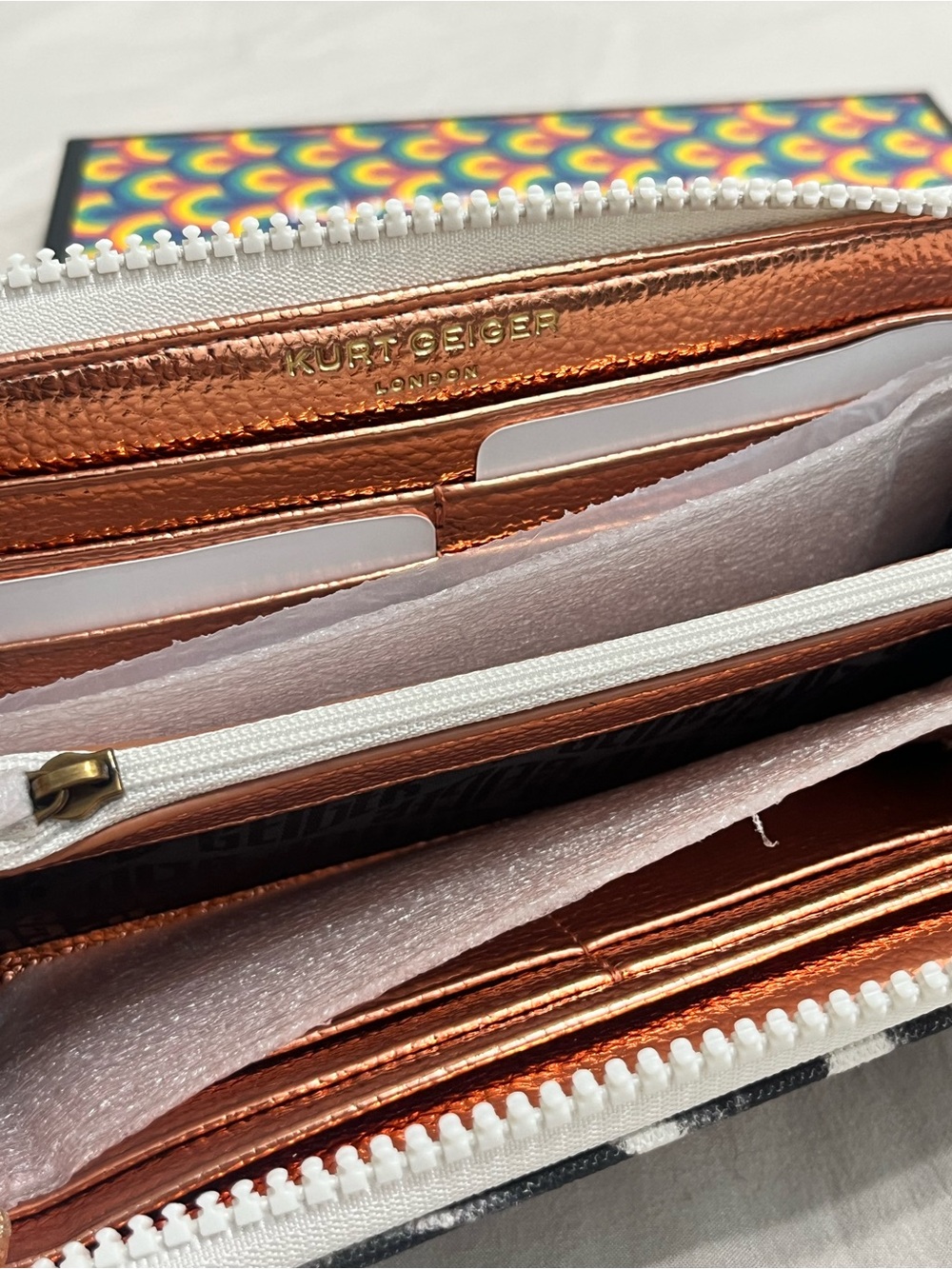 Kurt Geiger Black & White Zebra Wallet with Rose Gold Patch - Picture 6 of 8